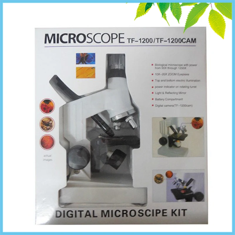 

Plastic 1200X Top Bottom Illumination Monocular Biological Microscope Children Toy Microscope for Kids to Learn Science