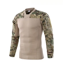 Камуфляж Военная Униформа Тактический футболка милитари для мужчин силы Multicam Camo армии рубашка с длинными рукавами пеший Туризм Восхождение стрельба униформ