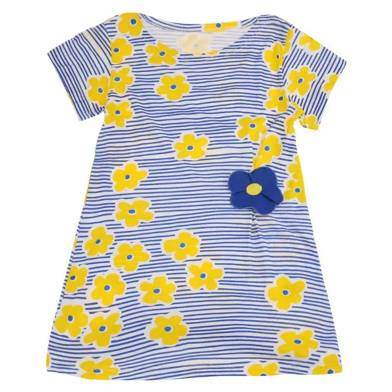 

Kids Girls Clothing Floral Striped Print Short Sleeve Summer Casual Dress