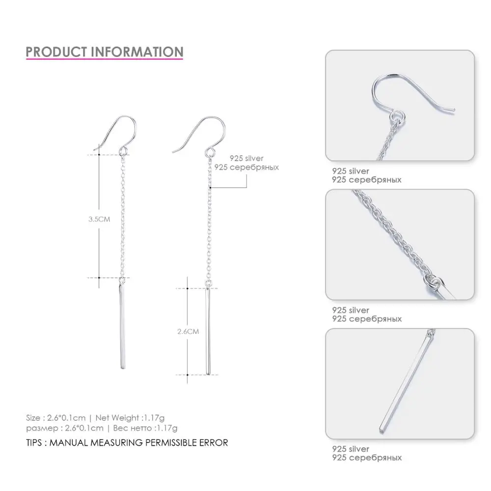 E-Manco 925, серебряные серьги с подвеской на цепочке, длинные серьги для женщин, Новое поступление, простые серьги, EMER038