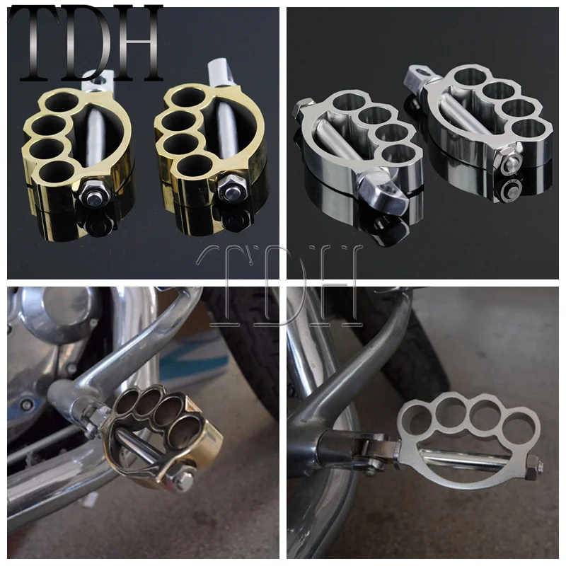 

1 Pair Motorcycle Chrome Knuckle Footpeg Footrest Biker Male Mount Foot Peg For Harley Cafe Racer Chopper Scrambler