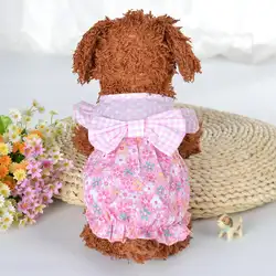 MeterMall летнее платье с цветочным принтом и бантом для маленький домашний щенок Померанский