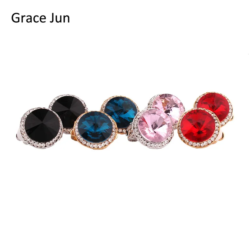 

Grace Jun New Design Gold Silver Plated Rhinestone crystal Earring for Wedding Party Luxury Earring High Quality Alloy Earrings
