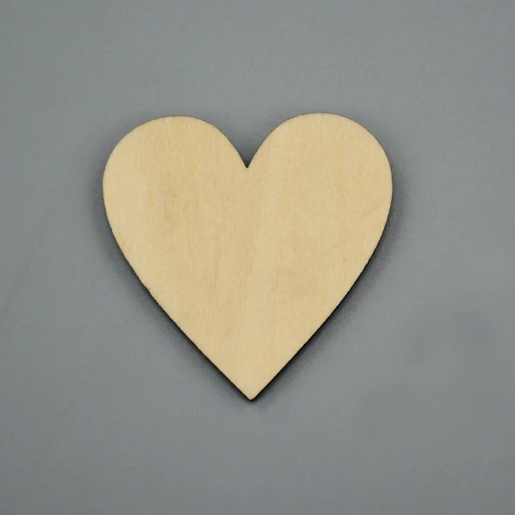 500pcs wooden cabochon Wood heart love blank unfinished natural crafts supplies wedding ornaments 2cm-6cm size upon option