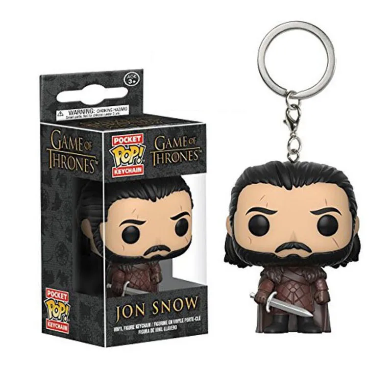 FUNKO POP New style Game of Thrones & JON SNOW,DAENERYS TARGARYEN,DROGON Keychain Action Figure Toys for children birthday gift