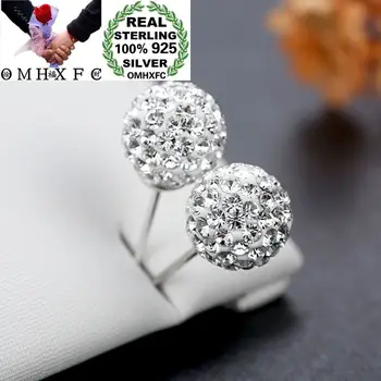 

OMHXFC Wholesale European Fashion Woman Party Wedding Gift Shamballa Ball Zircon 100% S925 Sterling Silver Stud Earrings EN92