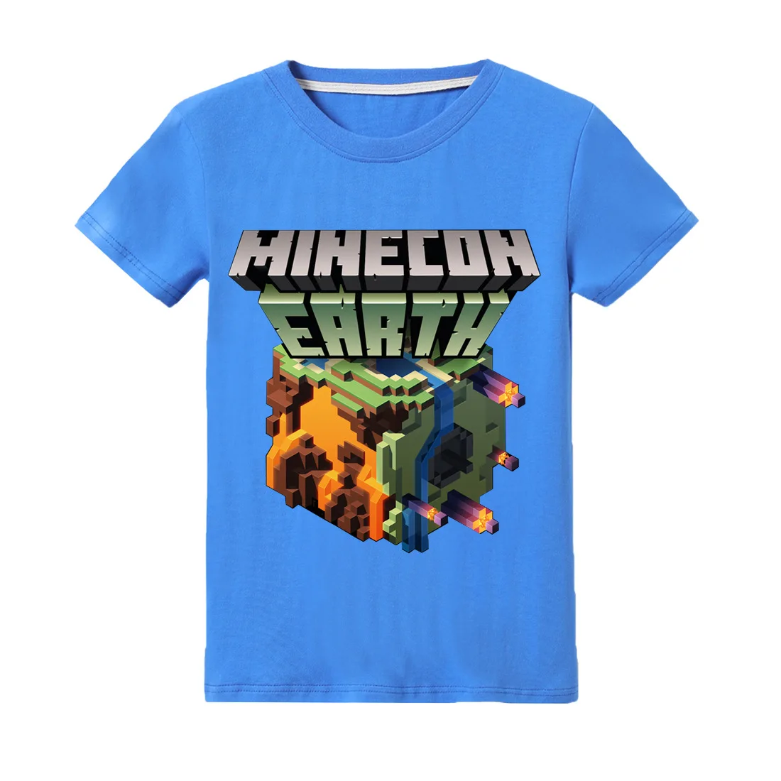 

New Year's boy 3D cartoon Minecraft roblox T shirt girls Tee Tops children's clothing summer clothes cotton baby clothes suit