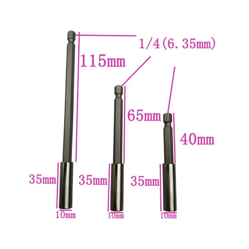 3 шт. электроинструменты удлинитель 75 100 150 мм БЫСТРОРАЗЪЕМНАЯ 1/4 Шестигранная Отвертка Магнитный Расширенный адаптер