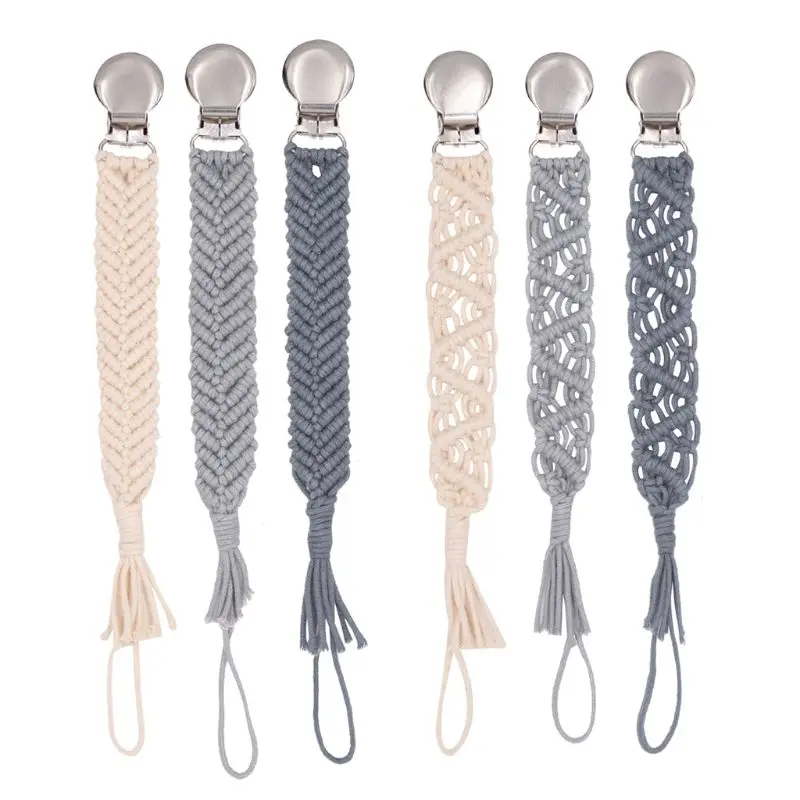 D7yd Crochet Pacifier Clip Baby Cotton Tassel Pacifier Chain For