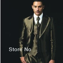 На заказ, атласные смокинги для жениха с двумя пуговицами, Лучший человек, пиковые лацканы для жениха, мужские свадебные костюмы(пиджак+ брюки+ галстук+ жилет) A91