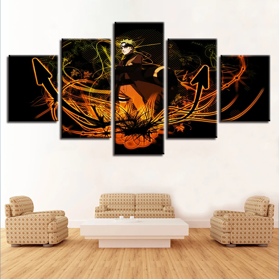

HD Printing Painting Frame Wall Art 5 Pieces Character Naruto Cartoon Anime Poster Decor Home Living Room Modular Canvas Picture