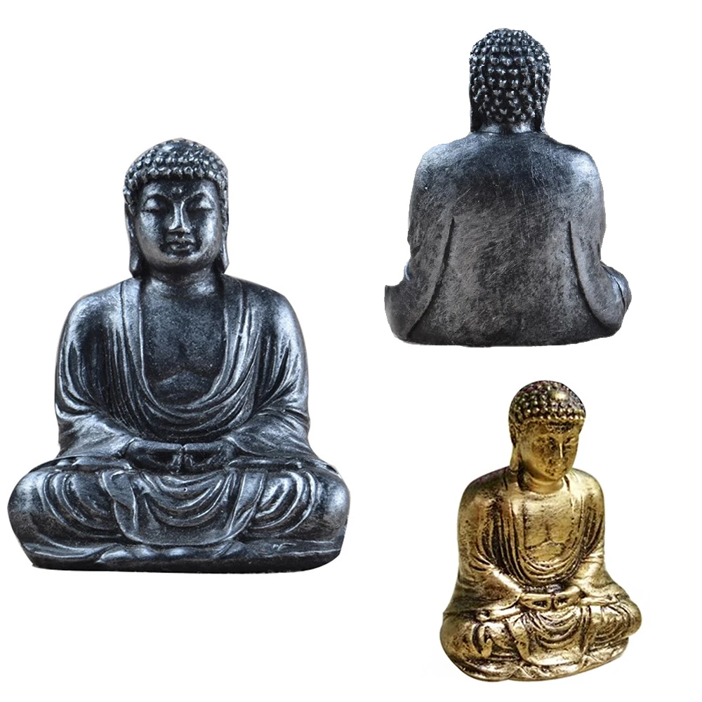 

Resin Imitation Copper Buddha Statue Sculpture Meditating Antique Style Home Decor Ornament Feng Shui