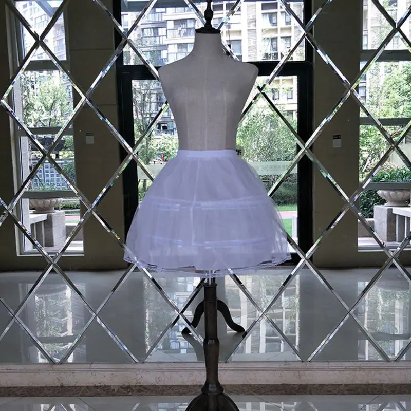 Женская свадебная Однослойная шифоновая короткая юбка-пачка в стиле Лолиты, 2 стальных кольца, Цветочная кружевная отделка, принцесса, свадебная суета