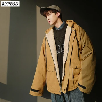

Parka Men Winter New 2019 Korean Fashion Mens Hooded Parkas Thicken Cotton Men Women Outerwear Zipper Mens Parkas 4 Colors