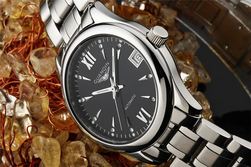 Womens Watches GUANQIN Date Luminous Rainstone Automatic Watch Waterproof Mechanical Watch Brand Luxury Stainless Steel Back (18)