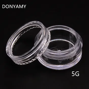 

DONYAMY 100pcs Empty Clear Plastic Cosmetic Containers 5 Gram Pot Jars Eyshadow Container