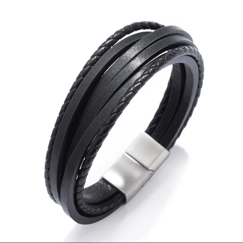 

Xionghang 2018 Fashion Stainless Steel Chain Genuine Leather Bracelet Men Vintage Male Braid Jewelry for women Charm Bracelet