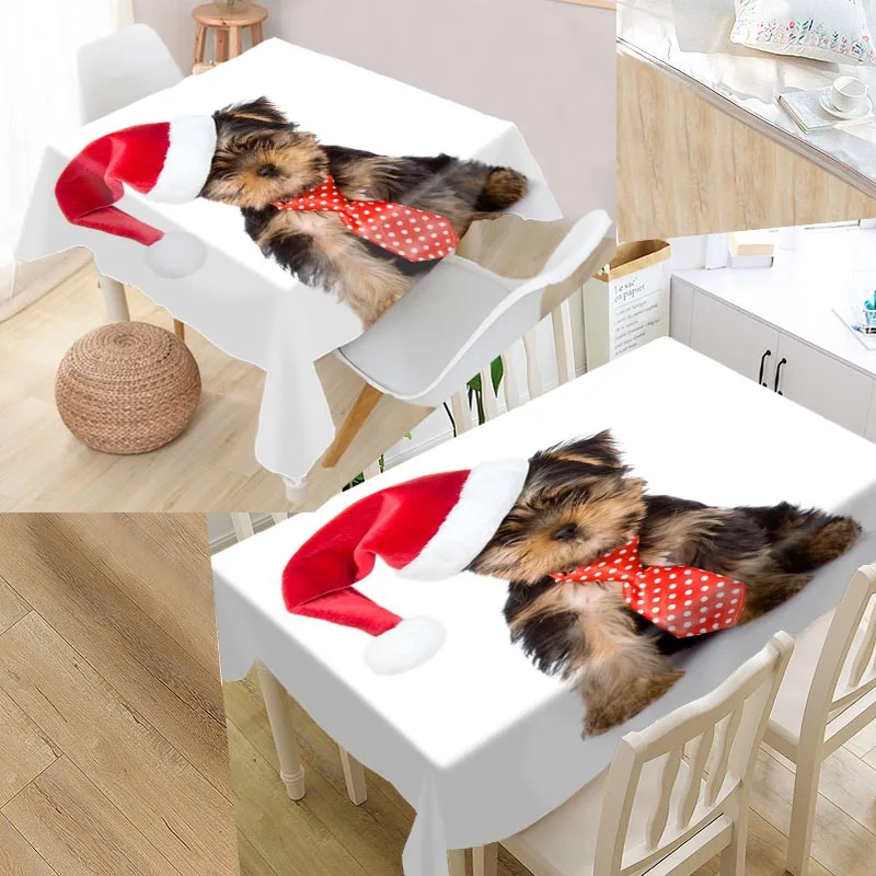 tablecloth Новое поступление на заказ водоотталкивающая скатерть йоркширского терьера из ткани Оксфорд прямоугольная скатерть для дома вечерние скатерти - Цвет: tablecloth