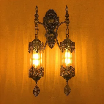 

New Mediterranean style Art Deco Turkish Double Heads Wall Lamp Handcrafted Through-Carved Glass romantic wall light