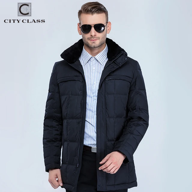 CITY CLASS Новые Мужские Мода Куртки И Пальто Кэжуал Пуховик Съемный Кролик Воротник Мужчины Зимняя Куртка 80% Белая Утка Пух Бесплатная Доставка 13291