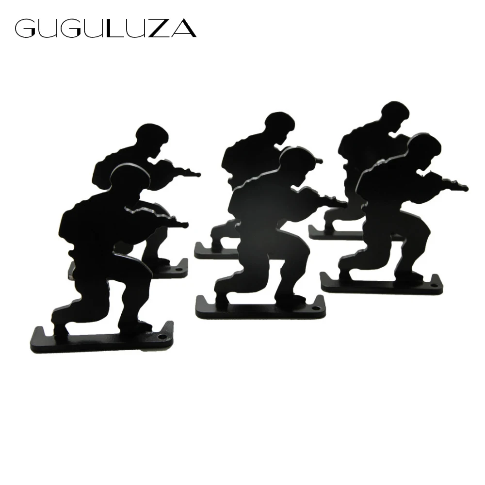 

GUGULUZA 6pcs/lot Military Soldier Metal Targets Shooting Target Modle Black for Hunting Shooting Exercise Tactical Gun Target