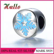 Подвески из стерлингового серебра 925 пробы, классические бусины со снежинками для оригинальной Подвески, браслет, европейские ювелирные украшения Berloque, подарок на Рождество