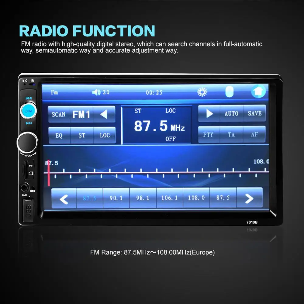 2DIN 7in Οθόνη Αφής Αυτοκινήτου Bluetooth SD/USB/AUX/MP3/4/5 Multimedia Player YH-8702 2DIN 7in Οθόνη Αφής Αυτοκινήτου Bluetooth SD/USB/AUX/MP3/4/5 Multimedia Player YH-8702
