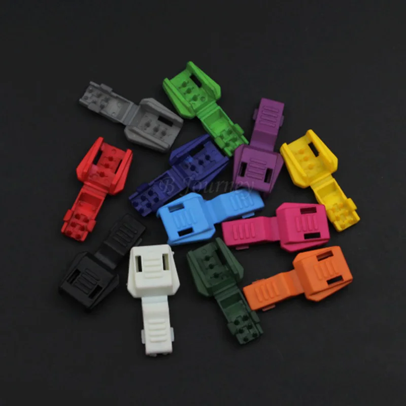 

10~1000pcs Pack Colorful Zipper Pull Cord Ends Paracord & Cord Tether Tip Cord Lock Plastic Buckle 12 Colors Pick
