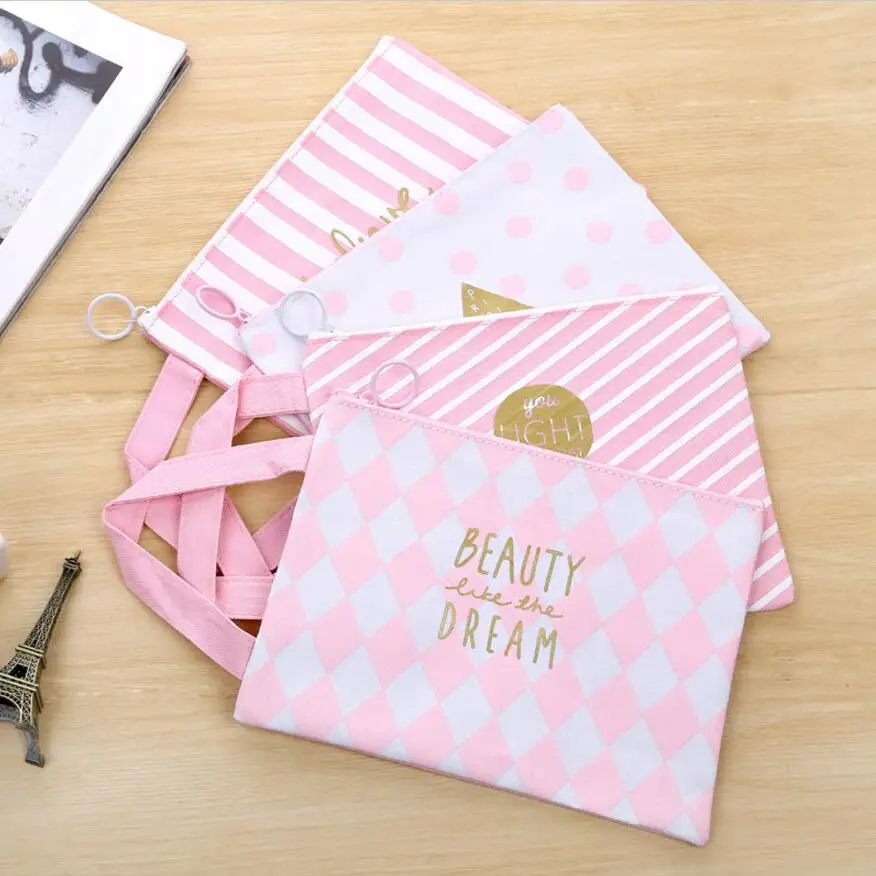 Cute A4 File Folder Document Bag Pink Portfolio Paper Stationery