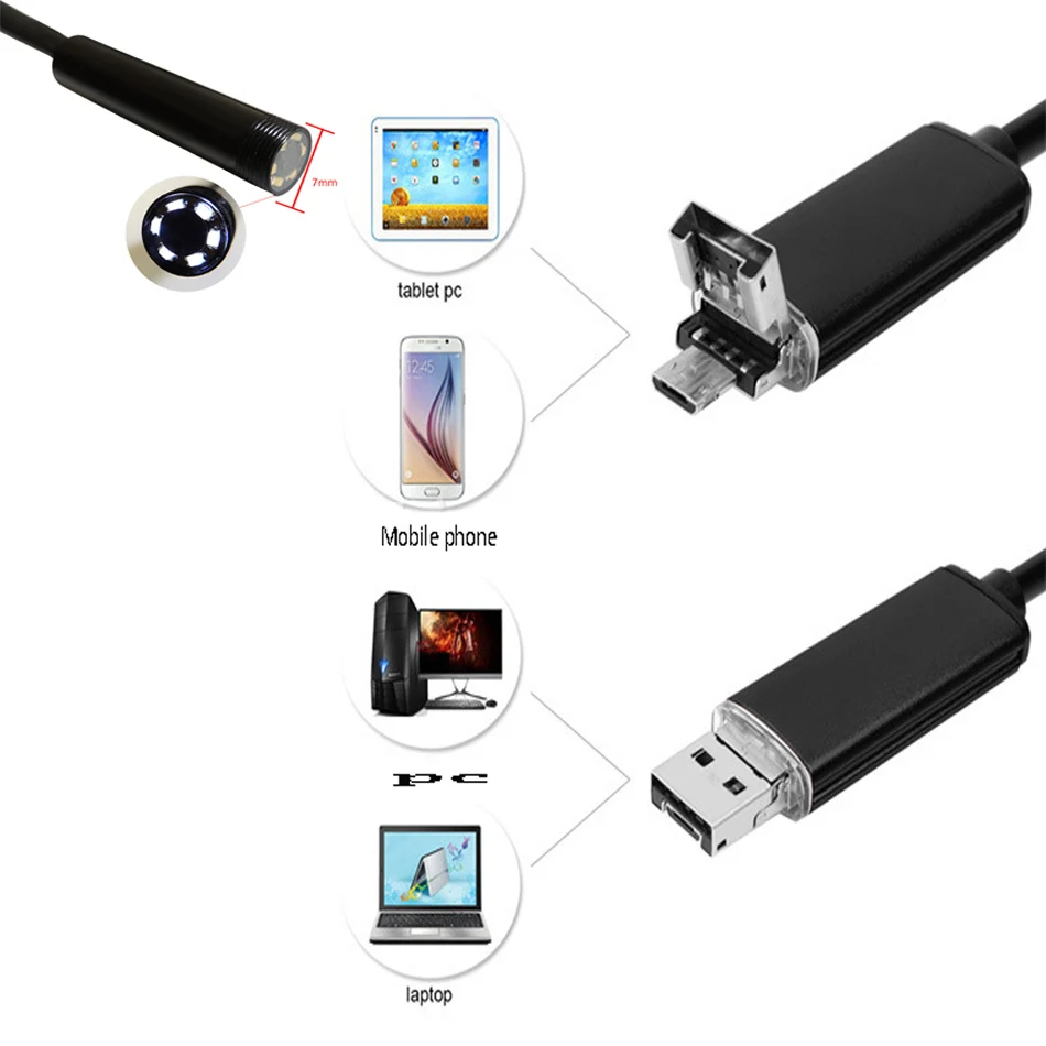 USB эндоскоп с водонепроницаемой трубкой 7 мм 5 м|otg otg|otg waterproofuvc tube |