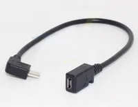 100pcs/lot 25CM 90 Degree Left Angle Micro USB Male to Micro USB Female Extension Cable