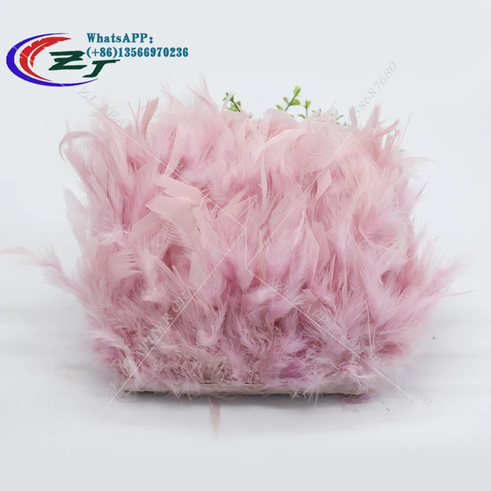 

Wholesale 10Yards 10-15cm 4-6" Leather Pink Turkey Feather Trims handelle Marabou Feather Ribbon Fringe For Dress/Skirt Costume