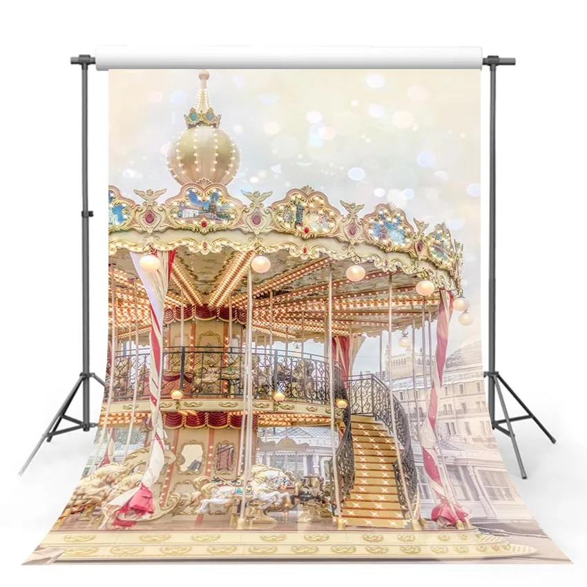 

Capisco backdrop for photo studio fantasy carousel fairytale luxury halo Children's birthday background photocall photo props