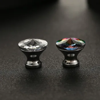 

10pcs 30mm Furniture Door Kitchen Cabinet Drawer Wardrobe pull Handle K9 Crystal Glass Handle Diamond Shape Knob With 25mm Screw