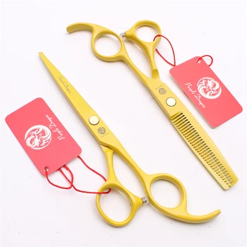 

Z1023 6" Purple Dragon Brand Yellow Professional Human Hair Scissors Barber Scissors Thinning Shears Cutting Scissors Style Tool
