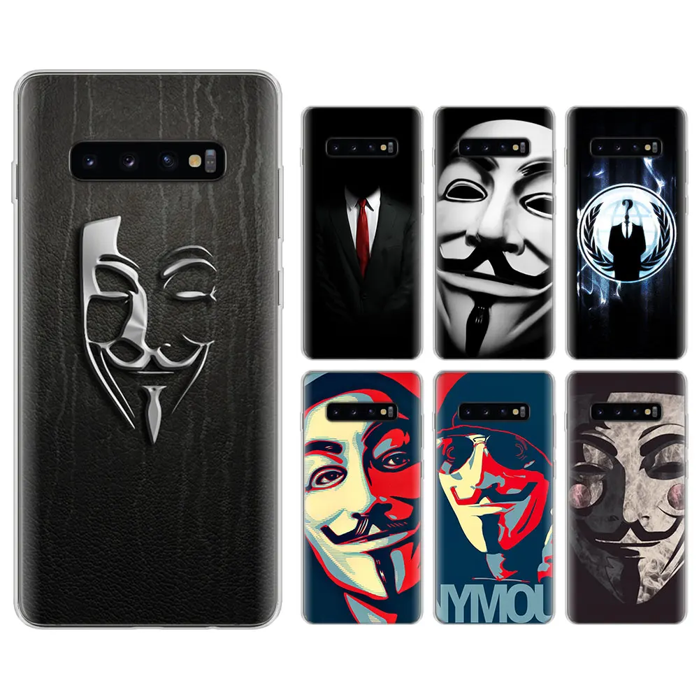 

Anonymous Mask Silicone case for Samsung Galaxy S8 S9 S10 S10 Plus M10 M20 S6 S7 edge TPU Soft Phone cases cover