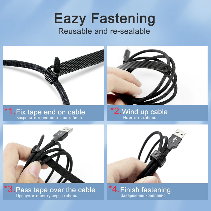 !ACCEZZ USB Cable Organizer Wire Winder Headphone Earphone Holder Mouse Tape Cord Clips Magnetic Protector Management For iPhone