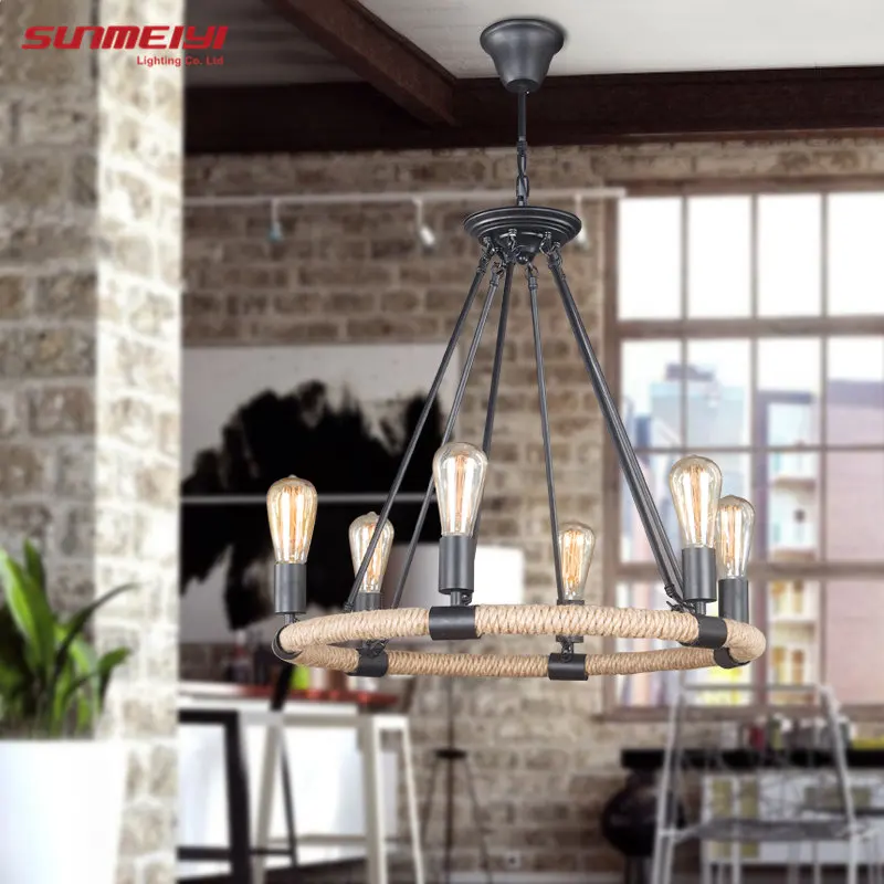 

2016 Retro Vintage Rope Pendant Light Lamp Loft Creative Personality Industrial Lamp Edison Bulb American Style For Living Room