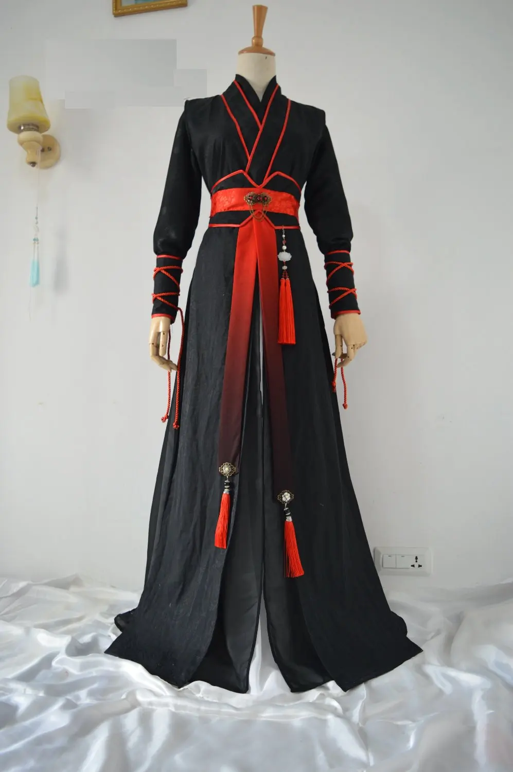 Jin Ye Xing, костюм для косплея, Hanfu, черный, красный меч, мужской меч, леди, унисексуал, боевые искусства, кунг-фу, костюм