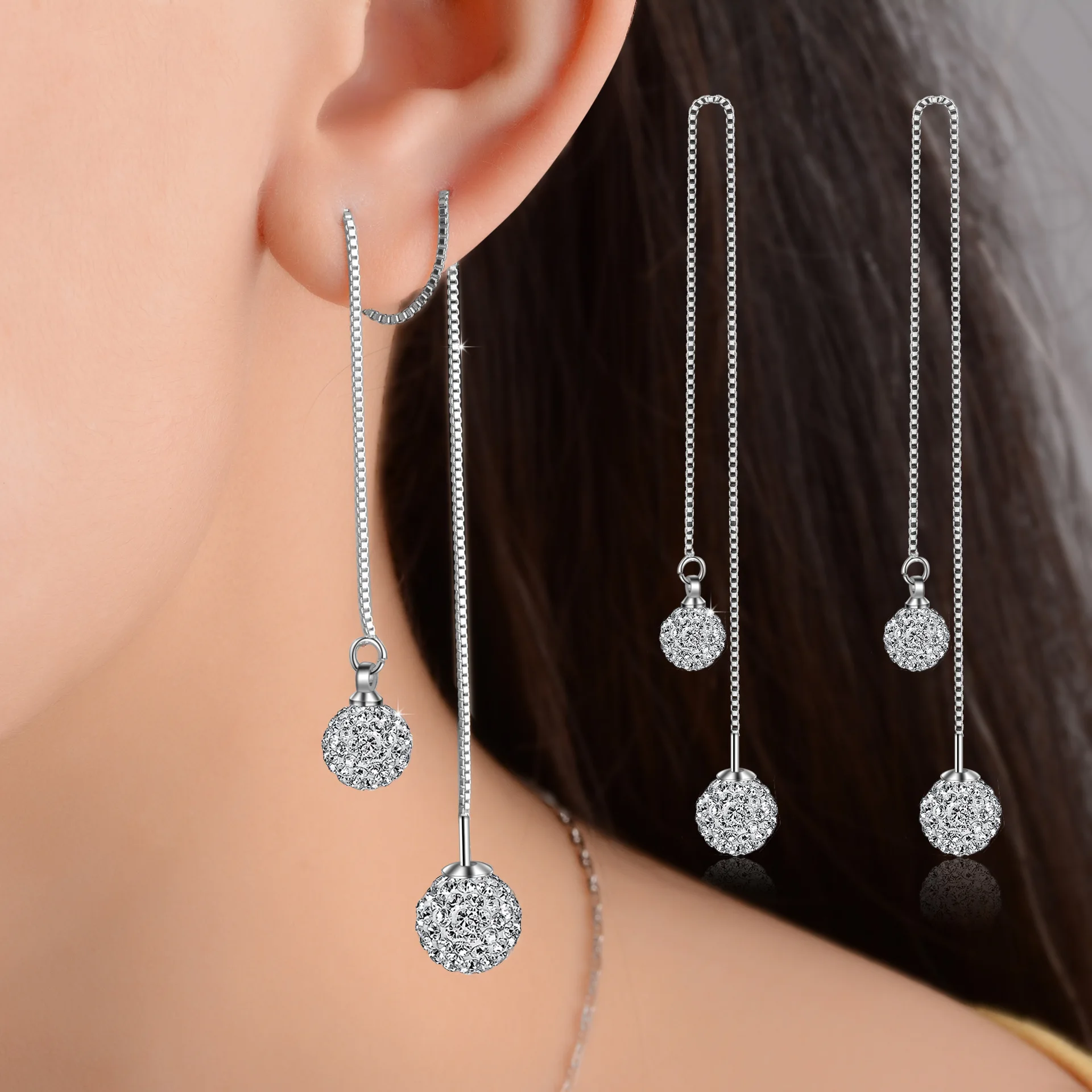 

Long Dangle Earrings for Women Girl Female Tassel Crystal Temperament Ear Line Chain Japanese Korean Jewelry