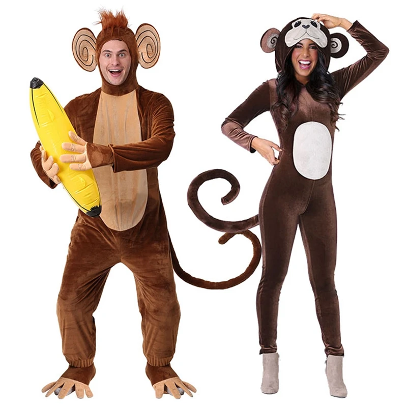Adult One Piece Summer Costume Romper Monkey Short Sleeve Animal Pajamas