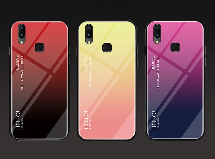 Tempered Glass Case for Vivo Y95 Y91 Y93 Y67 Y79 Y75 Y85 Y97 Cover Gradient Glass Case for Vivo X23 X9 X9s V11 Pro V11i V7 Z3i  (6)