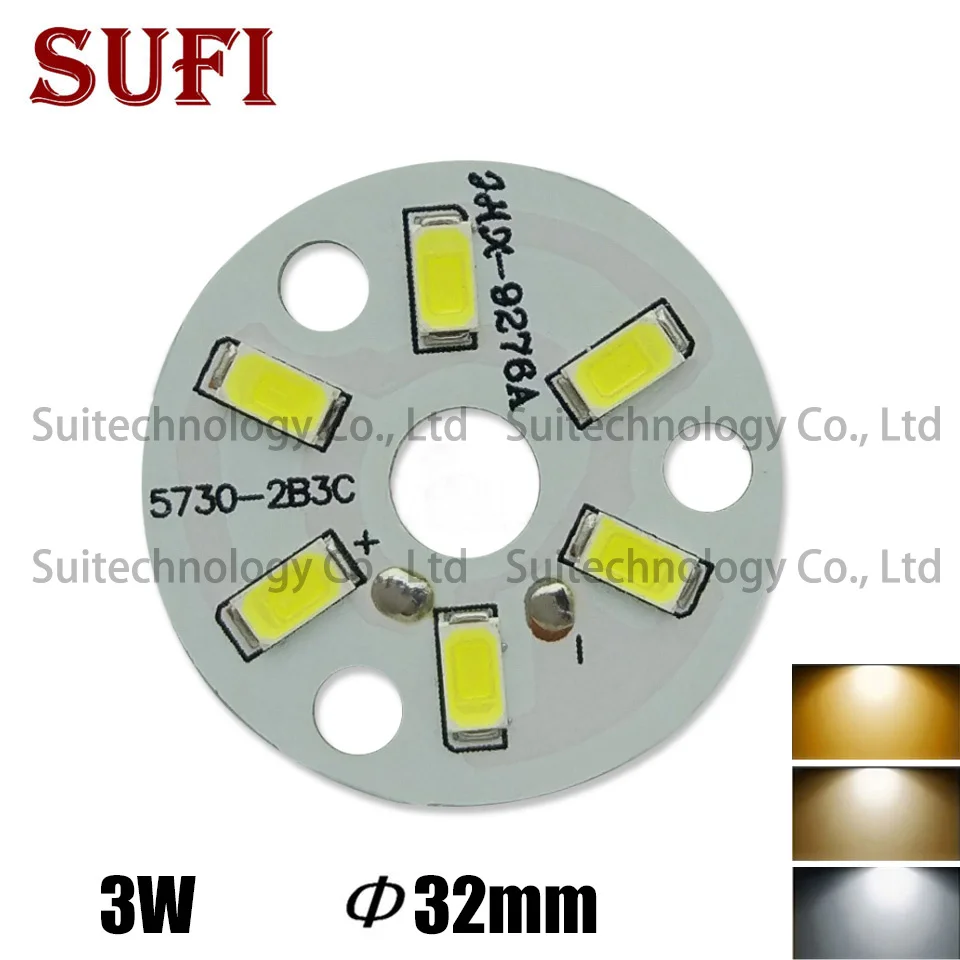 10 шт., 3 Вт, светильник высокой яркости, SMD5730, круглый светодиодный светильник, панель 32 мм, PCB, светодиодный светильник с модифицированной лампой, потолочный точечный светильник