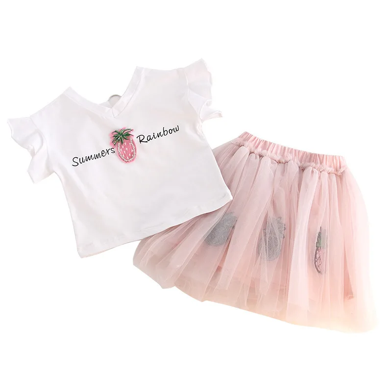 SFK 004 New Summer Baby Girls Soft Cotton Clothes Sweet Girls 2pcs Sets