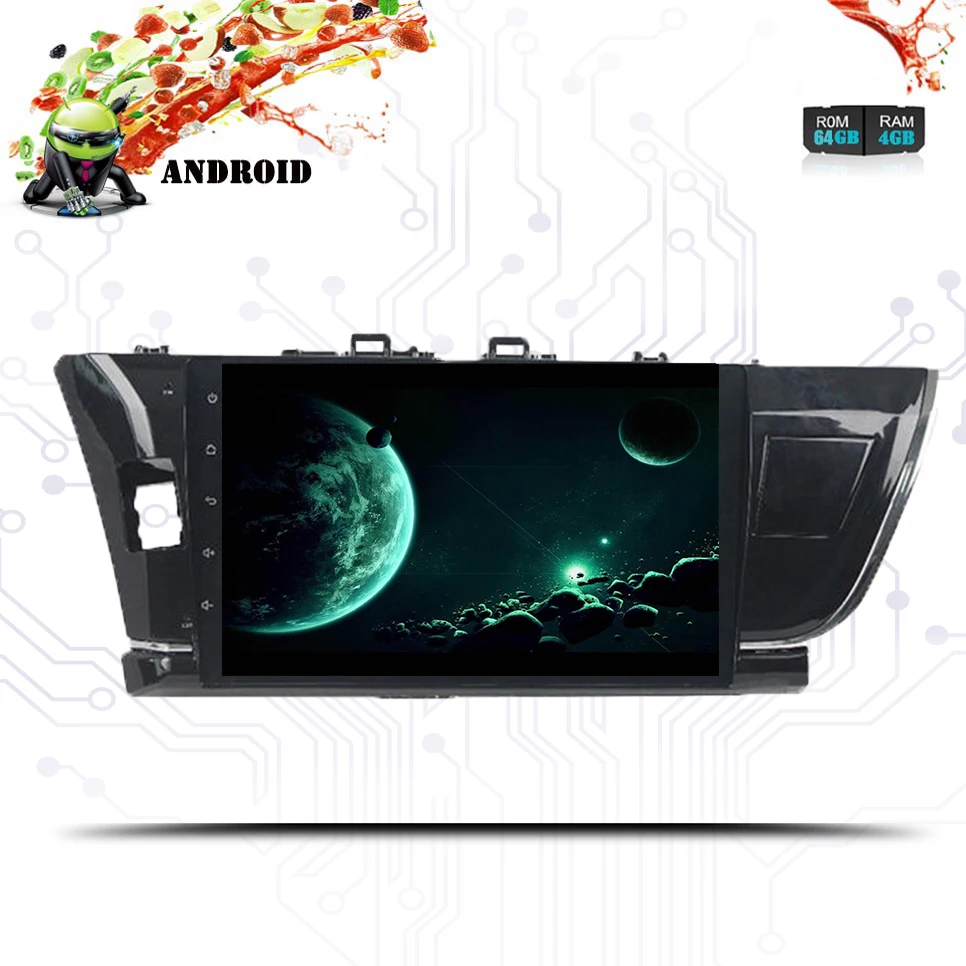 

2 Din in dash 10.1'' car dvd radio fm video gps media player for toyota corolla 2013-2015 android 9.0 4G+64G tape music recorder