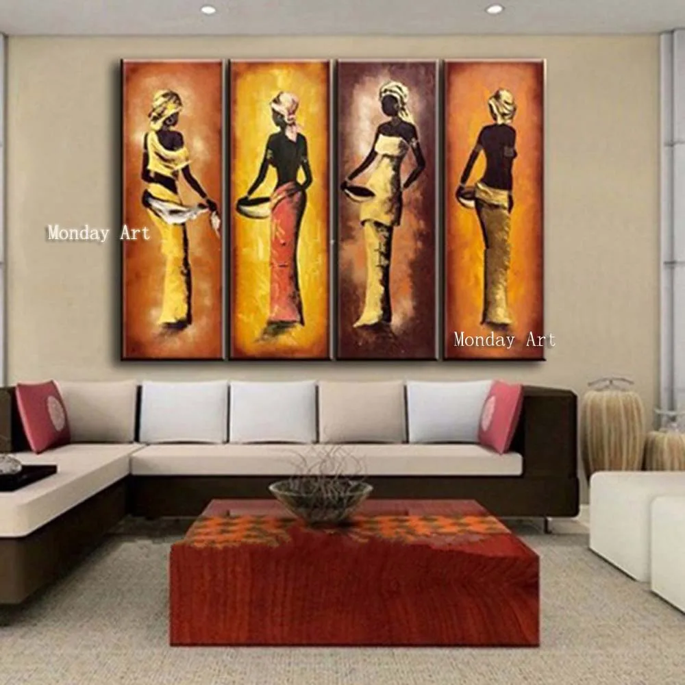 

Large size African woman Picture Hand Painted Modern Figure Oil Painting on Canvas Home Decor Wall Art painting for living room