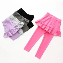 Леггинсы для маленьких девочек возрастом от 2 до 12 лет юбка-брюки г. Весенняя тонкая юбка-пачка принцессы из 2 предметов из хлопка для девочек леггинсы для девочек