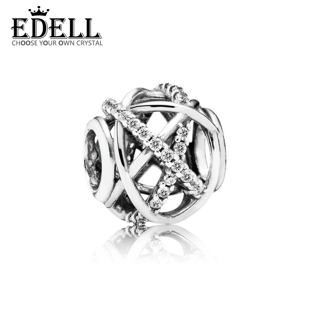 

EDELL 100% 925 Sterling Silver 1:1 Authentic 791388CZ Openwork abstract silver charm with cubic zirconia Bracelet Original Women
