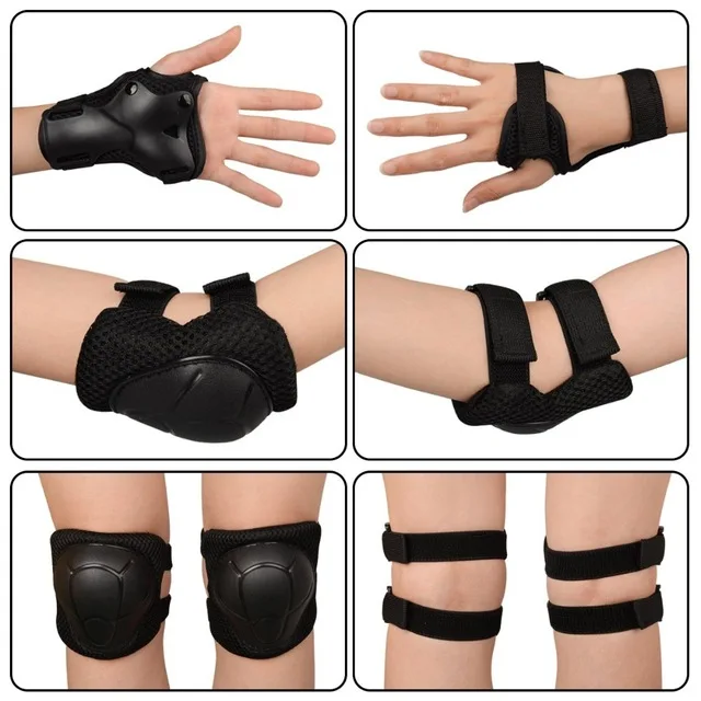 

MQUPIN New 6 In 1 Set Wrist Elbow Knee Pads Adult Child Roller Skates Skateboarding Skiing Protection Set Extreme Sports Safe
