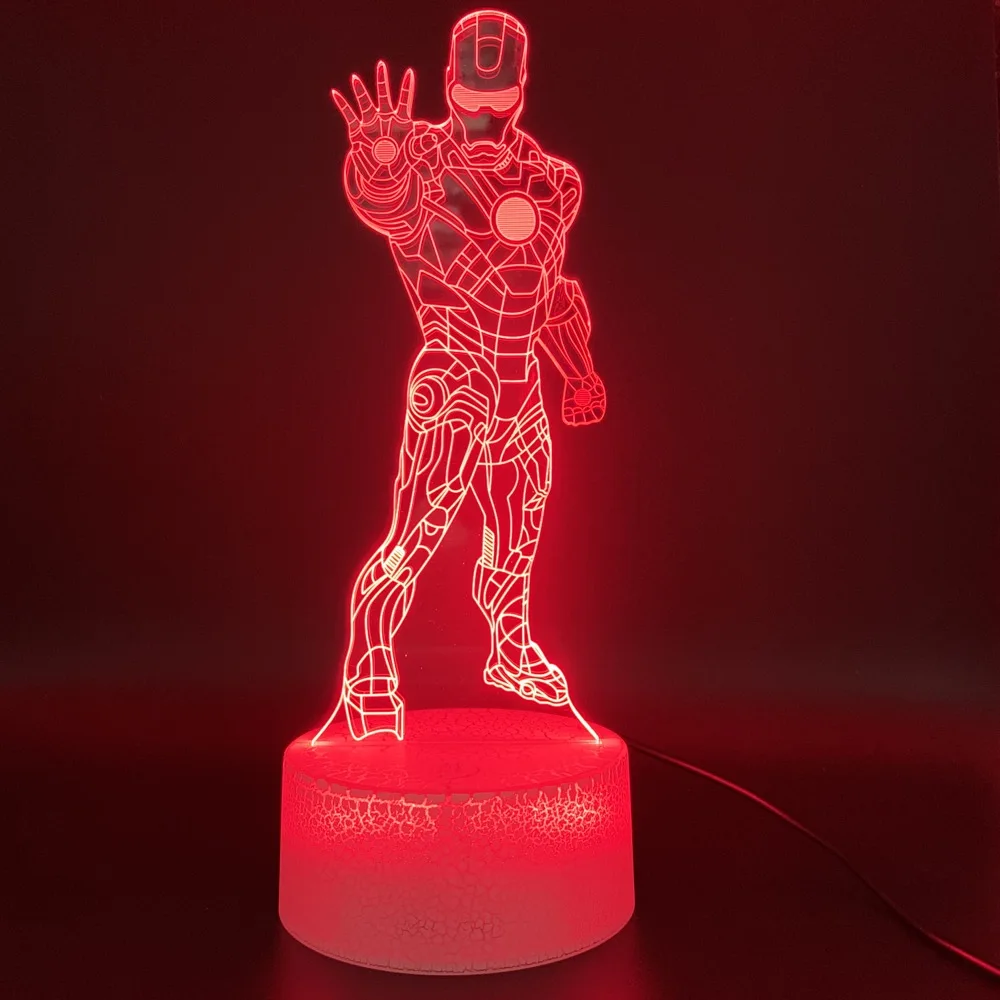 

3D Illusion Led Night Light Lamp Marvel Ironman Figure Nightlight for Kids Bedoom Decor Desk Lamp Awesome Children Gift Iron Man